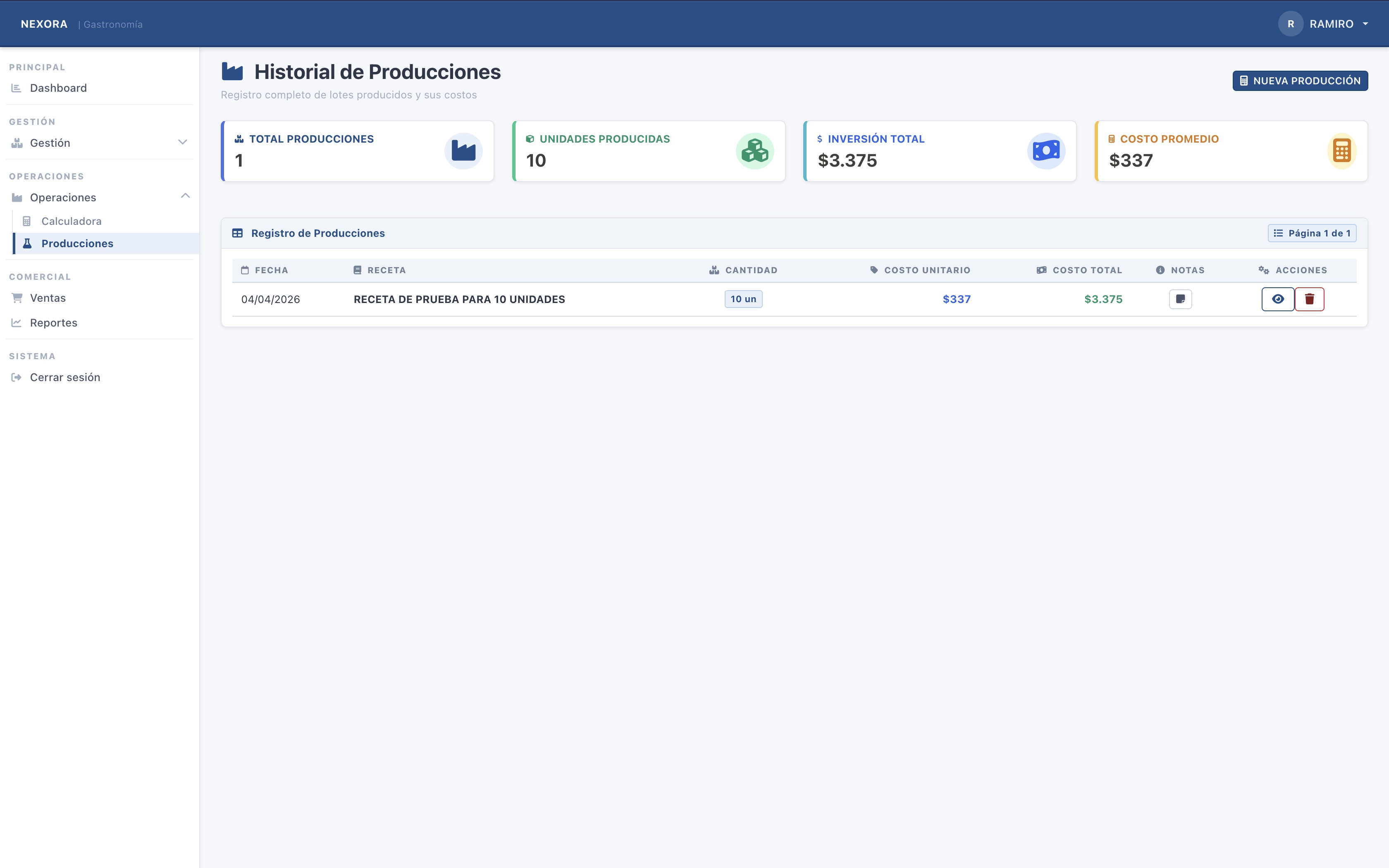 NEXORA - Gestión deProducción