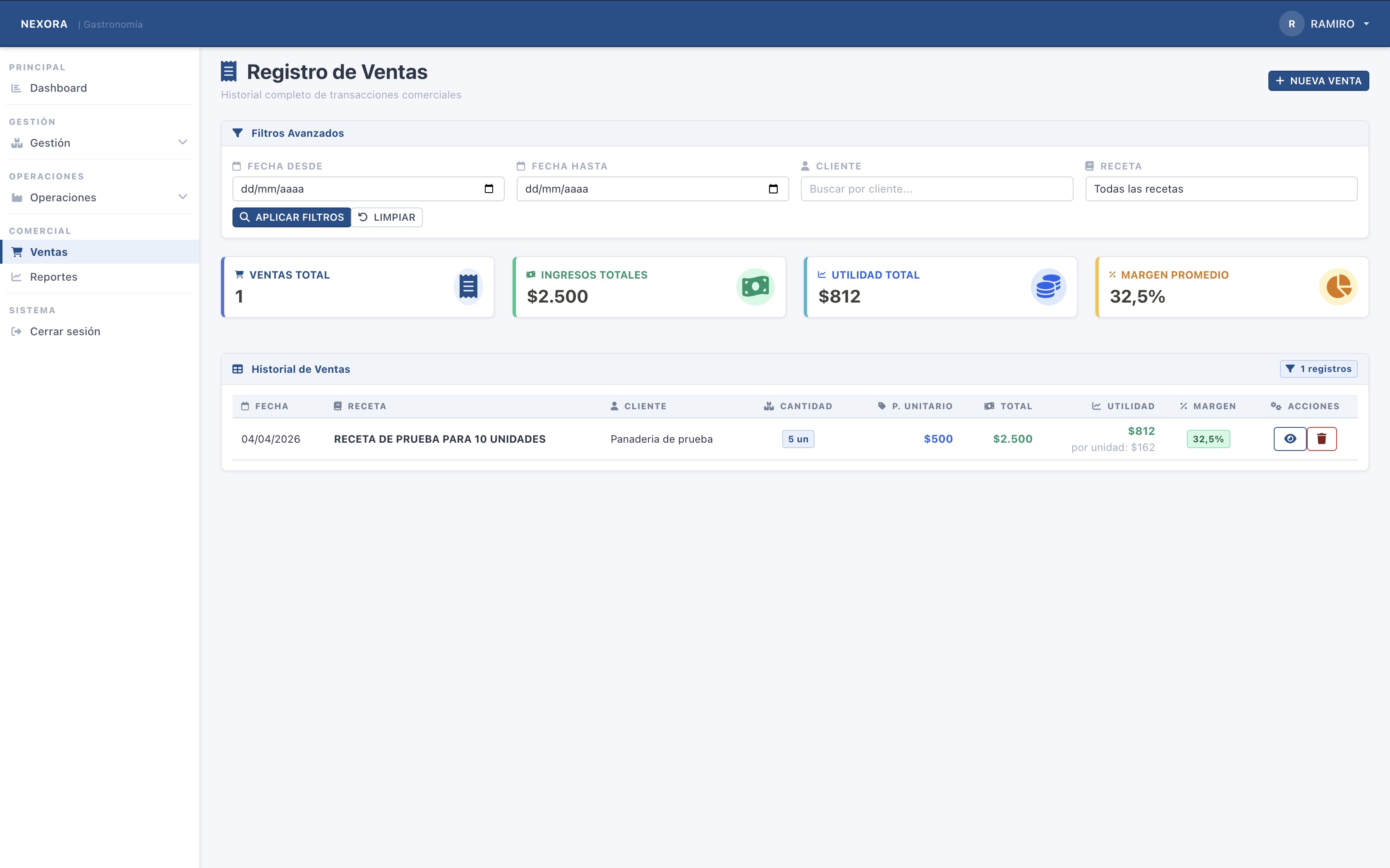NEXORA - Módulo Ventas